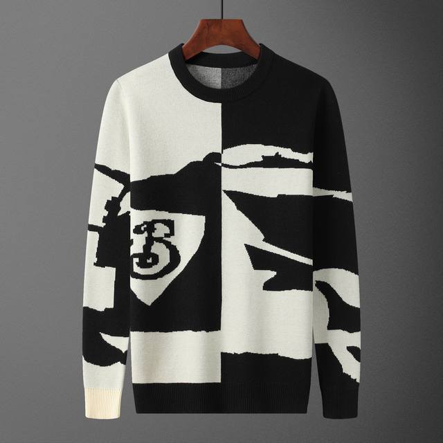 款号：A655# 2025年秋冬新款圆领套头毛衣 官网同步 ， 款式 时尚 高端 大气，舒适保暖， 码数：M-3Xl 颜色：黑色