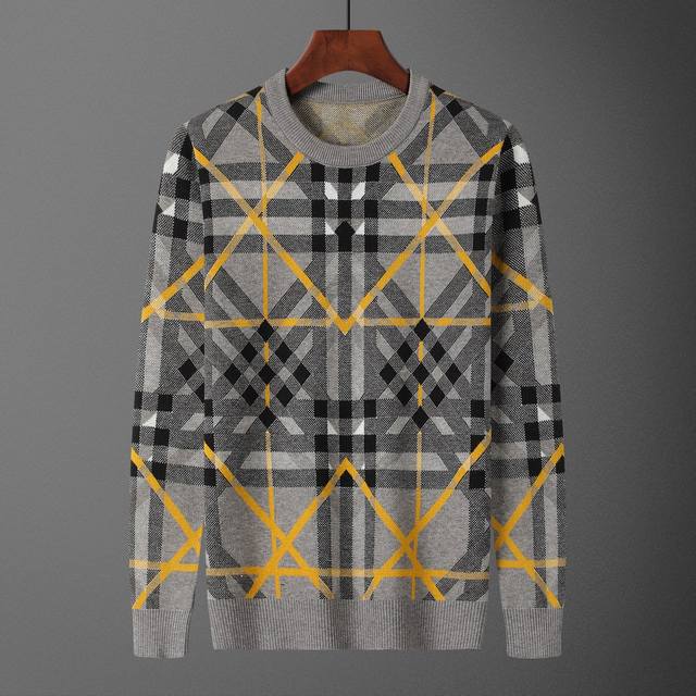 款号：A651# 2025年秋冬新款圆领套头毛衣 官网同步 ， 款式 时尚 高端 大气，舒适保暖， 码数：M-3Xl 颜色：灰色