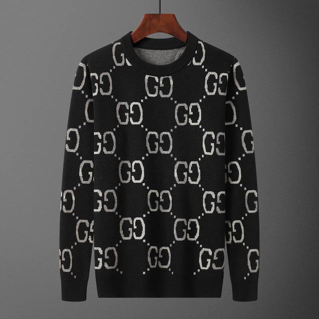 款号：A645# 2025年秋冬新款圆领套头毛衣 官网同步 ， 款式 时尚 高端 大气，舒适保暖， 码数：M-3Xl 颜色：黑色