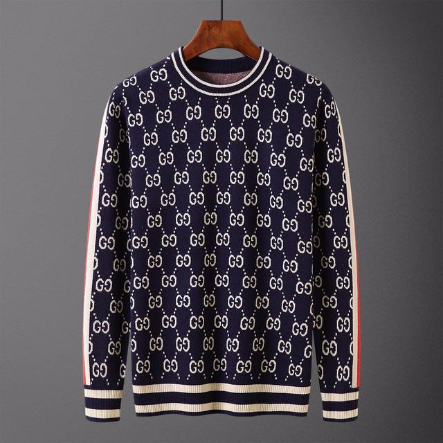 款号：A637# 2025年秋冬新款圆领套头毛衣 官网同步 ， 款式 时尚 高端 大气，舒适保暖， 码数：M-3Xl 颜色：宝蓝色