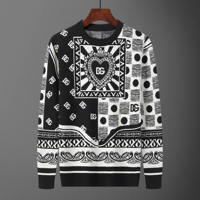 款号：A711# 2025年秋冬新款圆领套头毛衣 官网同步 ， 款式 时尚 高端 大气，舒适保暖， 码数：M-3Xl 颜色：黑色