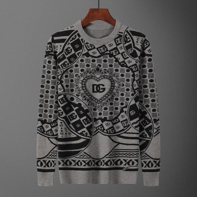 款号：A709# 2025年秋冬新款圆领套头毛衣 官网同步 ， 款式 时尚 高端 大气，舒适保暖， 码数：M-3Xl 颜色：灰色