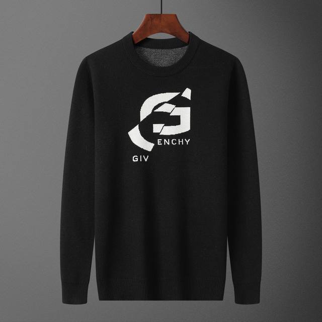 款号：A687# 2025年秋冬新款圆领套头毛衣 官网同步 ， 款式 时尚 高端 大气，舒适保暖， 码数：M-3Xl 颜色：黑色