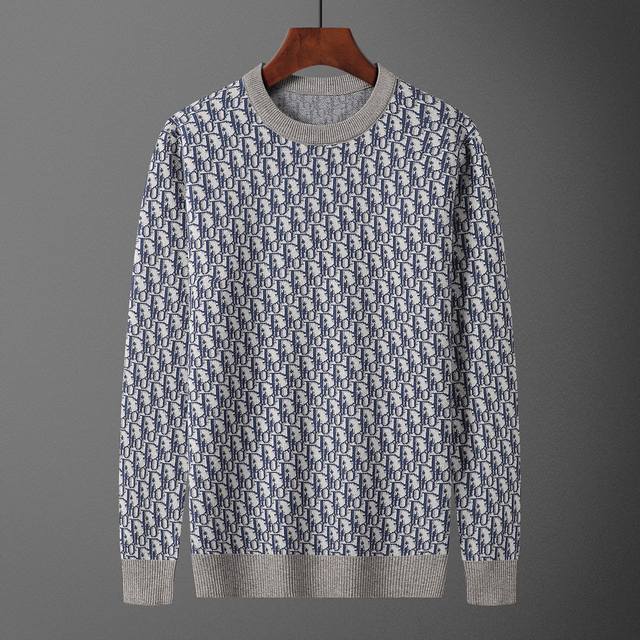 款号：A683# 2025年秋冬新款圆领套头毛衣 官网同步 ， 款式 时尚 高端 大气，舒适保暖， 码数：M-3Xl 颜色：蓝色