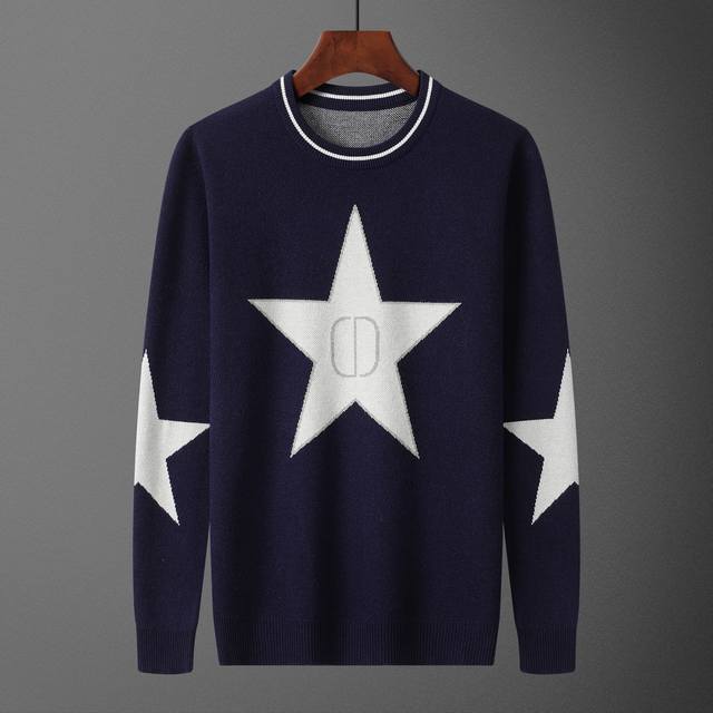 款号：A681# 2025年秋冬新款圆领套头毛衣 官网同步 ， 款式 时尚 高端 大气，舒适保暖， 码数：M-3Xl 颜色：宝蓝色