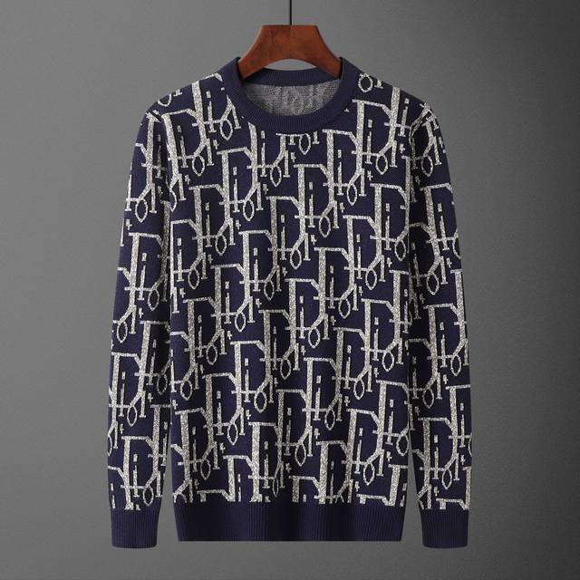 款号：A674# 2025年秋冬新款圆领套头毛衣 官网同步 ， 款式 时尚 高端 大气，舒适保暖， 码数：M-3Xl 颜色：宝蓝色