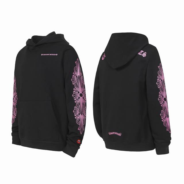 Ke3102 Chrome Hearts Ch 克罗心粉色字母梵文印花连帽卫衣帽衫 定织定染无色差 无论面料还是做工细节 碾压市面普通版本 五金拉链辅料均为定制