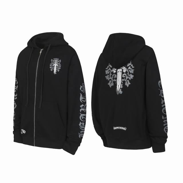 Ke01 Chrome Hearts Ch 克罗心 大宝剑印花拉链卫衣开衫外套 定织定染无色差 无论面料还是做工细节 碾压市面普通版本 五金拉链辅料均为定制 细