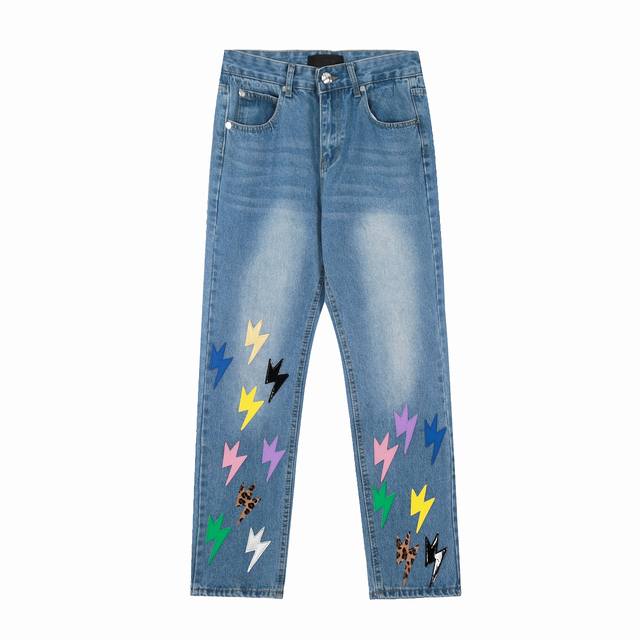 S01 # Amexnocap彩色闪电贴皮情侣款水洗做旧牛仔裤 唯一正确版本 区别市场通货 Vintage Levis的经典底板 不同水洗质感的款式，性价比极高