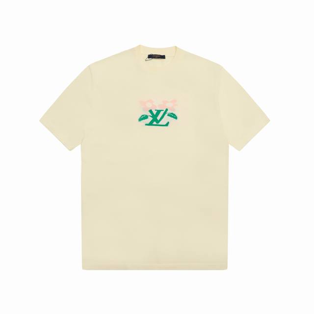Lv601 顶级版本 Louis Vuitton Lv花朵Logo提花针织短袖 实物超有质感 平台直播 0售后级别的高品质 100%区别市面的顶级品质 不偷工减