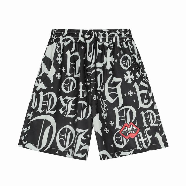 Ke289 Chrome Hearts Ch 克罗心定制布料沙滩衬衫满印红唇梵文字母十字架短裤 正确配置 市场最高版本 2025克罗心正品包装 原版开模 定制五