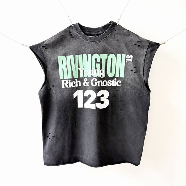 Crv-03款 Rrr123 “ 雷文顿花园 ” 限定 Sleeve-Cut T-Shirt剪袖T恤 短宽挺阔 层次感十足 重磅洗水做旧 定制磨毛Vintage