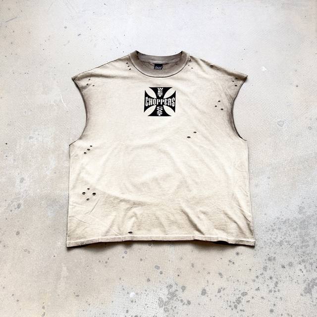 Cvt-15款 Saint X Westcoastchoppers 限定 军布风格 重磅做旧坎肩 反车领口+肩膀绷缝工艺+下摆天地针单缝线+成衣特殊炒色+多位置