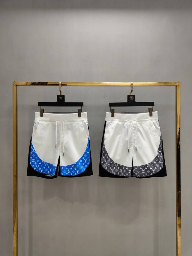 Louis Vuit 路易 20春夏新款 经典老花Logo印花 拼色短裤 爆款 灰色 蓝色 码数：M-3Xl码现货