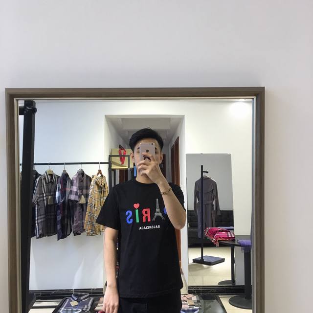 特价 Balen 20Ss春夏新款短袖 前幅巴黎 铁塔 Logo 黑色 白色 码数：M-Xxxl