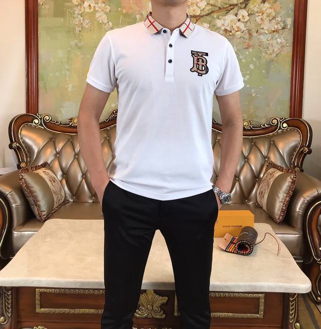 巴宝莉 夏最新款，专柜爆款推荐，纯棉面料！丝滑透气！款式百搭，面料手感极佳，车工走线整齐、做工无可挑剔，上身超级帅气！48-56 M-3Xl 最大穿190斤