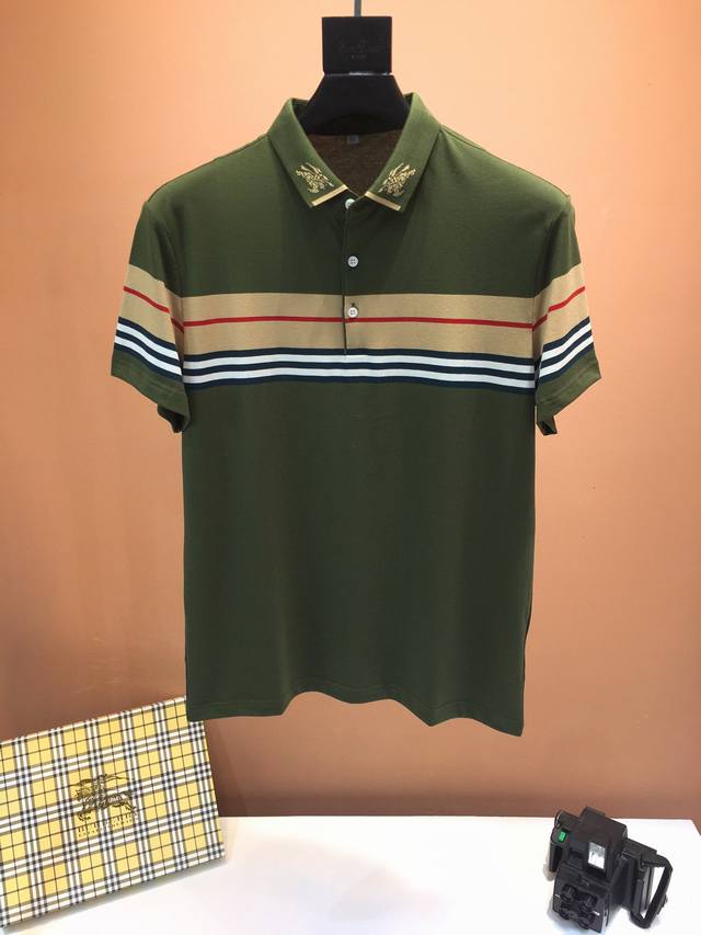 Burberry 巴宝莉， Ss春夏最新品，专柜同步有售，原单狠货，品质堪比专柜正品，进口丝光珠地网眼透气面料，整体领口采用巴宝莉图案格子撞色拼接，档次极高，版