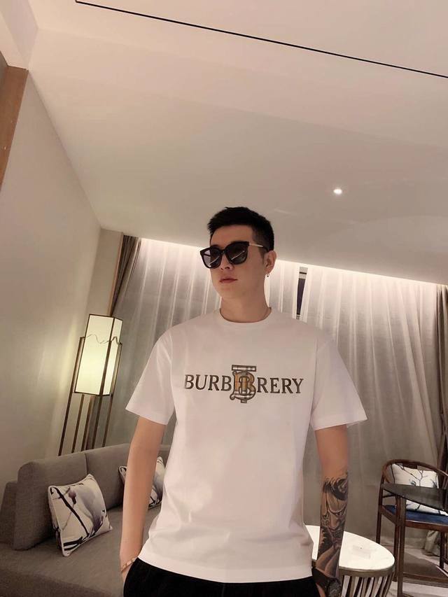 Bbr 春夏新款到货品牌设计图案 烧花重工艺 黑白色 高端品质 双股丝光棉面料 M~3Xl