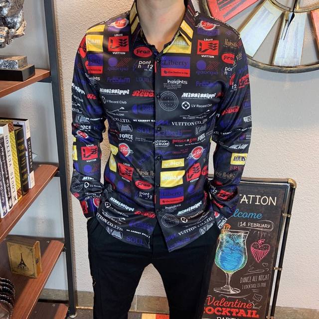 店主推荐！专柜品质！ Lv 2670官网最新款男士长袖衬衫 高端丝光棉 顶级双丝光衬衫全球顶级男装完美复刻简约时尚从容百搭大气优雅极度舒适体验极品丝光棉所有衬衫