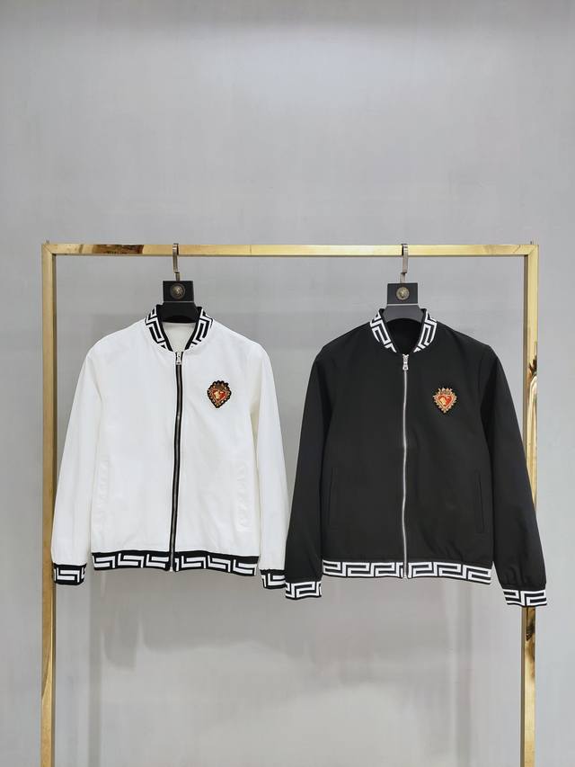 Versac*范思 19秋冬新款夹克外套 定制面料 拼色罗纹 胸前Logo刺绣 M-3Xl