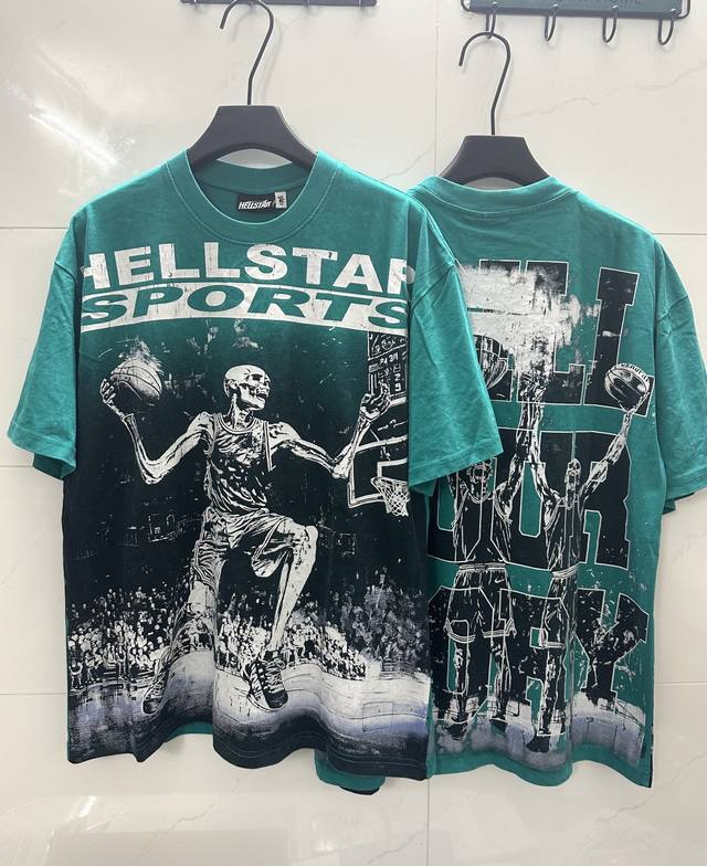 910#洗水湖兰色 ｜ 现货实拍高清 Hellstar地狱之星 跨境欧美风街头潮牌纯棉T恤 面料 Fabric :32支250克洗水精梳双纱纯棉 码数 Size