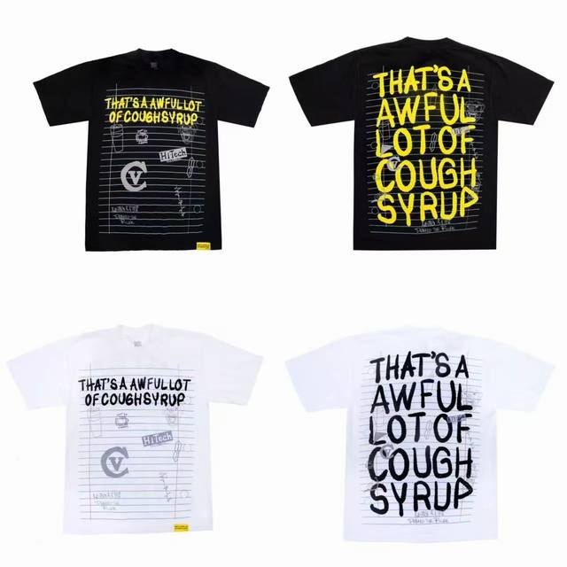 2229#活性黑 象牙白 ｜ That's A Awful Lot Of Cough Syrup 现货实拍 美式简约 潮牌宽松休闲T恤 面料 Fabric :3