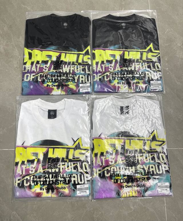 2301##活性黑 象牙白｜ That's A Awful Lot Of Cough Syrup 现货实拍 美式简约 潮牌宽松休闲T恤 面料 Fabric :3