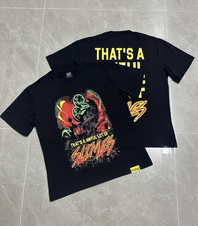 2227#活性黑色 ｜ That's A Awful Lot Of Cough Syrup 现货实拍 美式简约 潮牌宽松休闲T恤 面料 Fabric :32支2