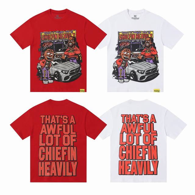 259#中国红 白色｜ That's A Awful Lot Of Cough Syrup 现货实拍 美式简约 潮牌宽松休闲T恤 面料 Fabric :32支2