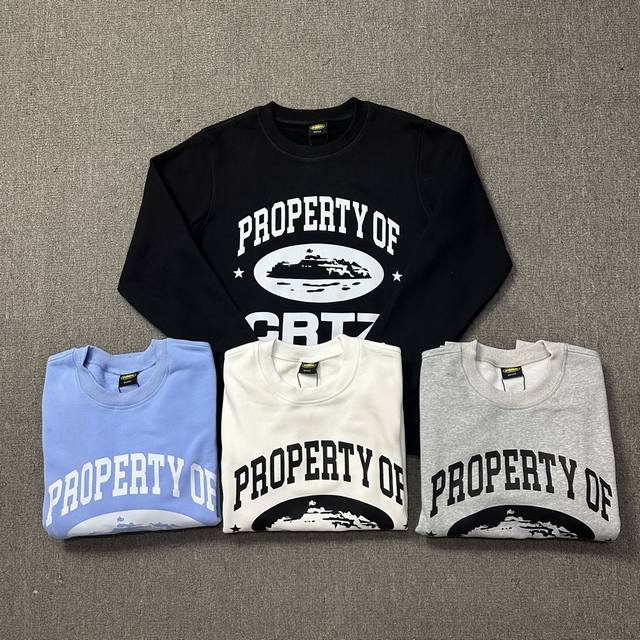 6113# Corteiz 圆领卫衣 五线精工 黑色 白色 天蓝色 灰色 S M L Xl