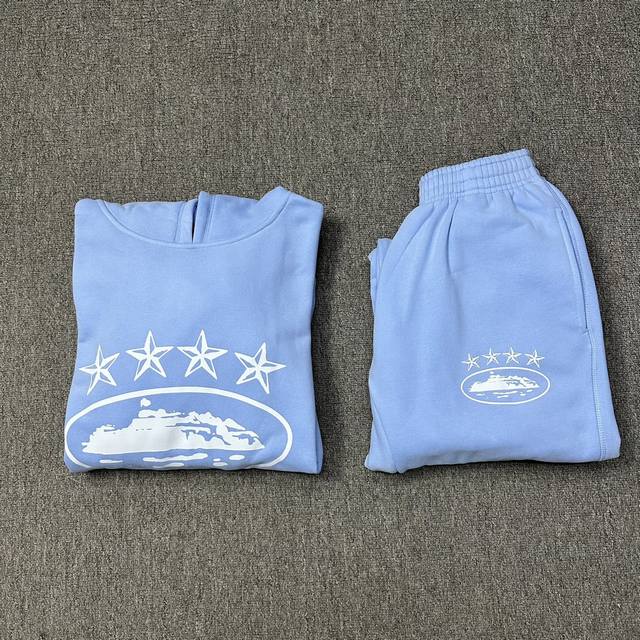 套装# p 上衣917# p120 裤子817# Corteiz 四周年四星套装 黑色 白色 灰色 天蓝色 S M L Xl