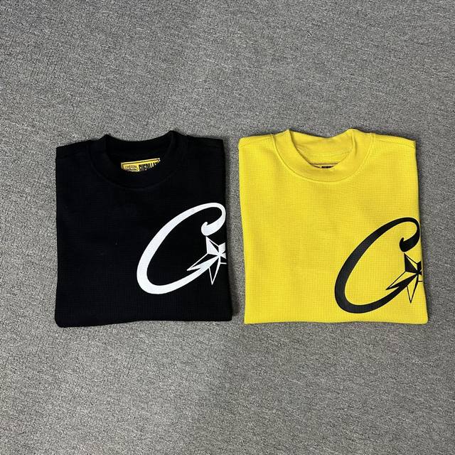 722# Corteiz 大C华夫格长袖 黑色 黄色 S M L Xl