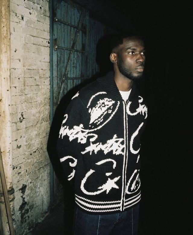 5006#重磅立领开衫粗针毛衣 黑色 白色 S-Xl