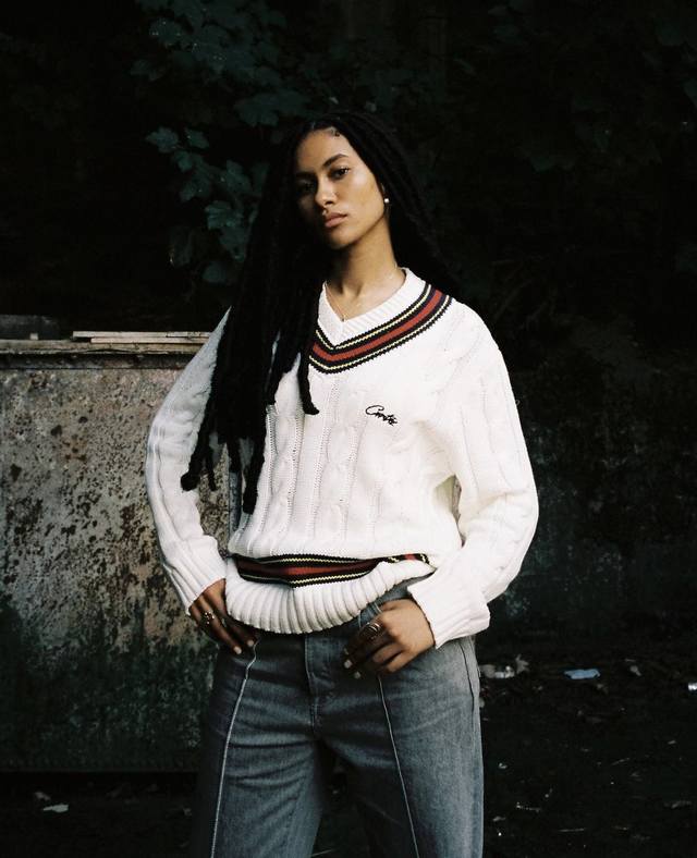 5007#重磅V领毛衣 黑色 白色 S-Xl