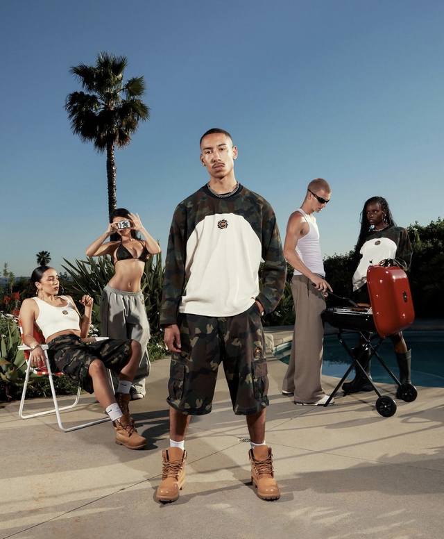 Bp-T135 华夫格迷彩拼接插肩长袖 迷彩拼杏色 S-Xl