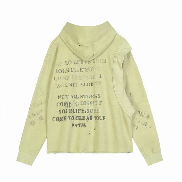 款号Dx32 Withoutme 1Of Remake脏染系列手工定制水洗破坏宽松卫衣男女帽衫