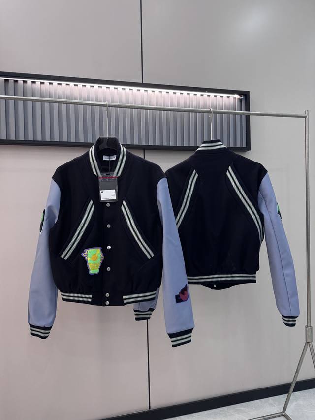 顶级版本 Kikokostadinov限定羊毛棒球服外套 面料：定染藏青900克重磅70%羊毛30%棉 袖子：定染麂皮底绒二层皮有开骨位 刺绣：进口机器万针毛巾