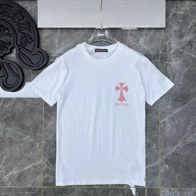 D07 克罗家梵文多彩十字架潮牌印花男T恤女韩范街头潮流T 采用250克双纱纯棉面料 .高克重。1：1版型。官网同步黑白两色S-Xl