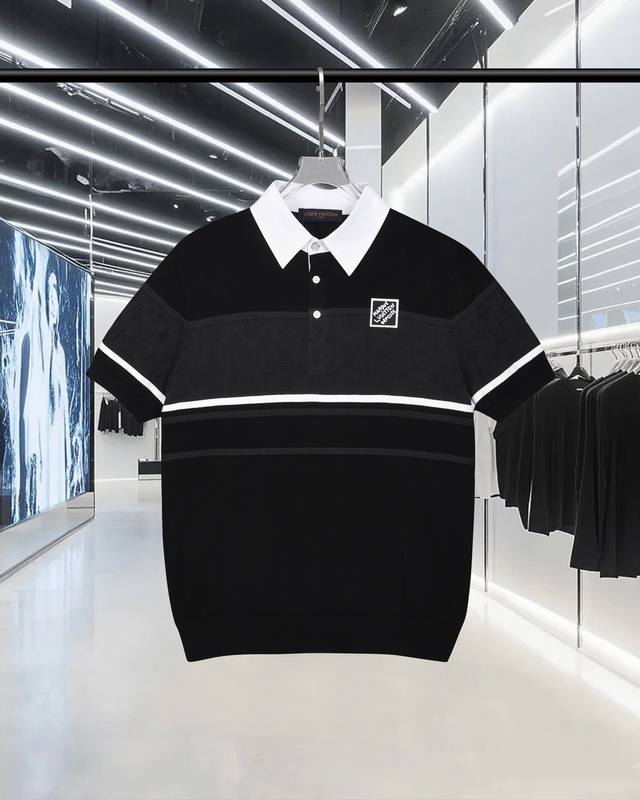 高品质原版开发 Louis Vuitton 路易威登 刺绣徽章提花撞色针织翻领短袖衫 独家定制，原版面料 官方同款 针织长袖翻领polo衫 定制手感非常舒服 2