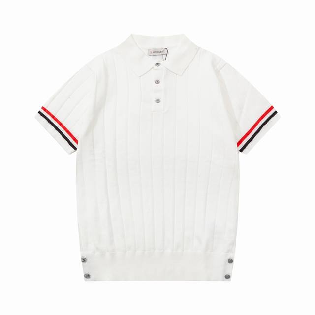 Moncler 蒙口 袖子拼色针织polo衫 升级，灵感源自八十年代复古 原版面料 官方同款 polo衫 定制 网纱毛衣针织面料 手感非常舒服 春夏最新砖柜同步