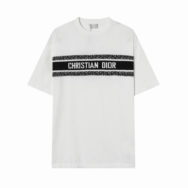 9844#特价 非质量问题 不退不换 大货细节图 Dior 迪奥 Logo提花针织工艺圆领短袖T恤 品质绝对保证 潮人必备款 三标齐 男女同款 颜色：黑色 白色