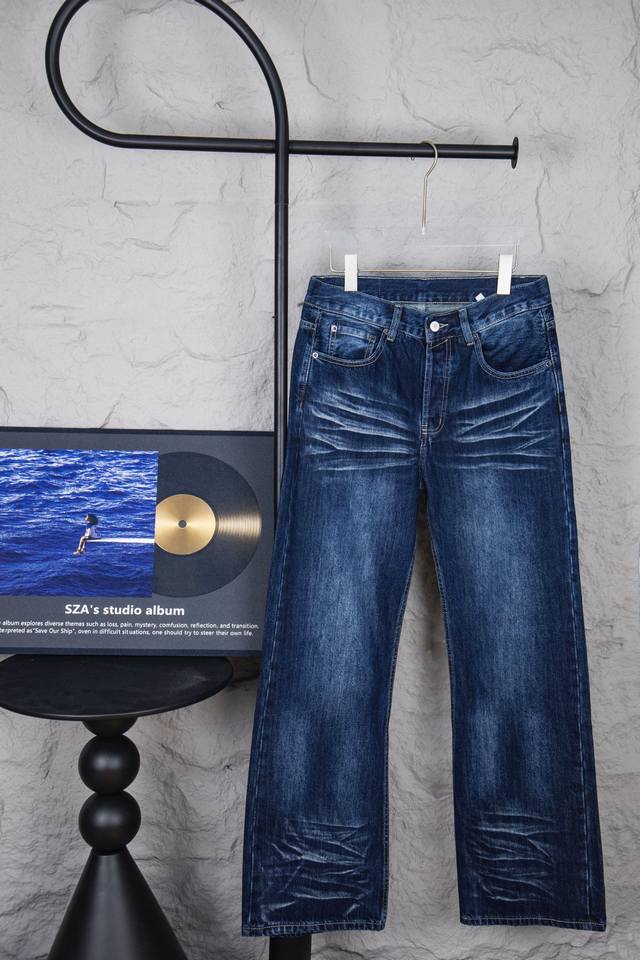 款号：M152 顶级Acne Studios Ss25 F白敬亭同款上身水波纹猫须水洗中腰宽松阔腿牛仔裤 码数：28 30 32 34