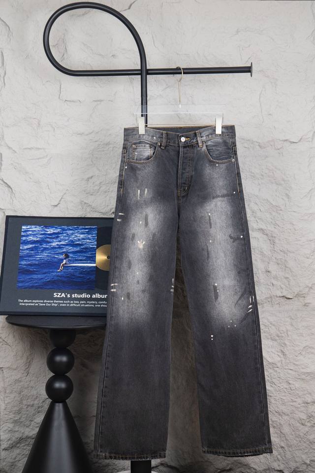 款号：M106 顶级Acne Studios Fw24 F涂绘设计阔腿宽松牛仔裤男女同款 码数：28 30 32 34