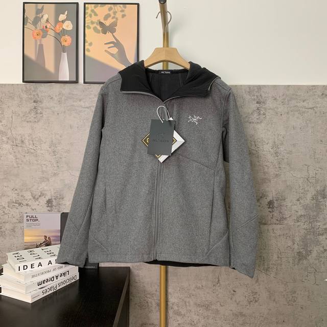 款号:D520 浅灰色实拍图 #Arcteryx 始祖鸟 Sawyer Wool Hoody情侣刺绣小标识羊毛外套夹克连帽保暖冲锋衣 颜色：深灰色 浅灰色 尺码
