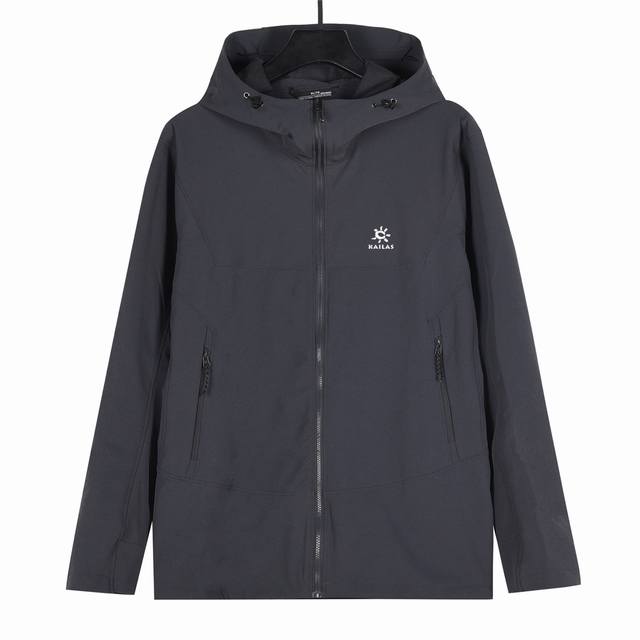 凯乐石Kailas M8 运动户外防风防泼水弹力耐磨徒步连帽软壳夹克 灰色 灰色！