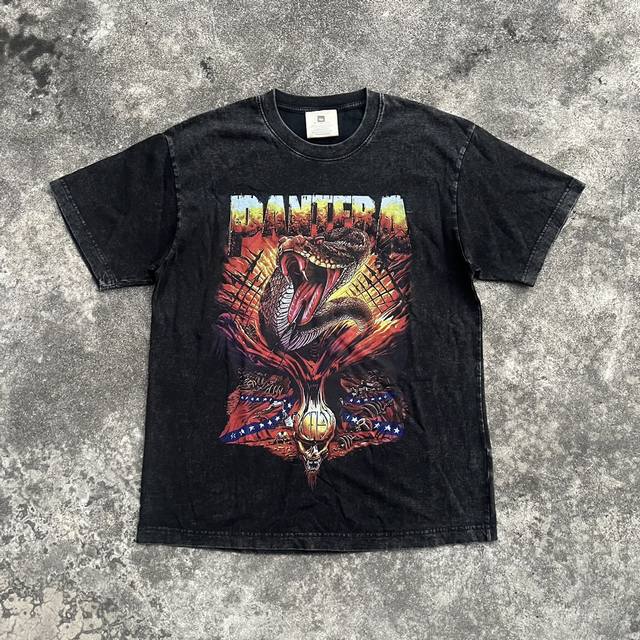 款号601 潘多拉大蛇暗纯棉宽松洗水短袖T恤 码数S-M-L-Xl 颜色：水洗黑