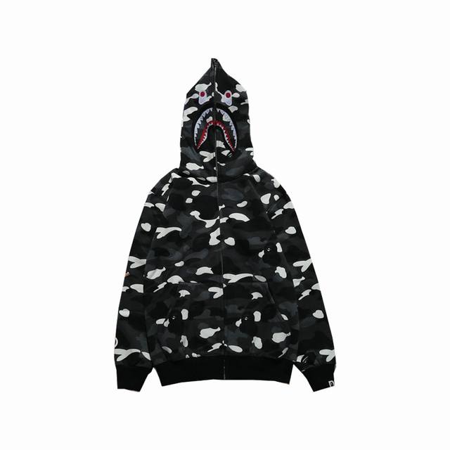 上新 高版本 Bape夜光斑点迷彩单帽开衫拉链情侣卫衣 鲨鱼头潮炸街，满满的潮流味，任何人都可以完美驾驭，采用活性全棉订染定制面料，不起球不褪色，印花不开裂不脱