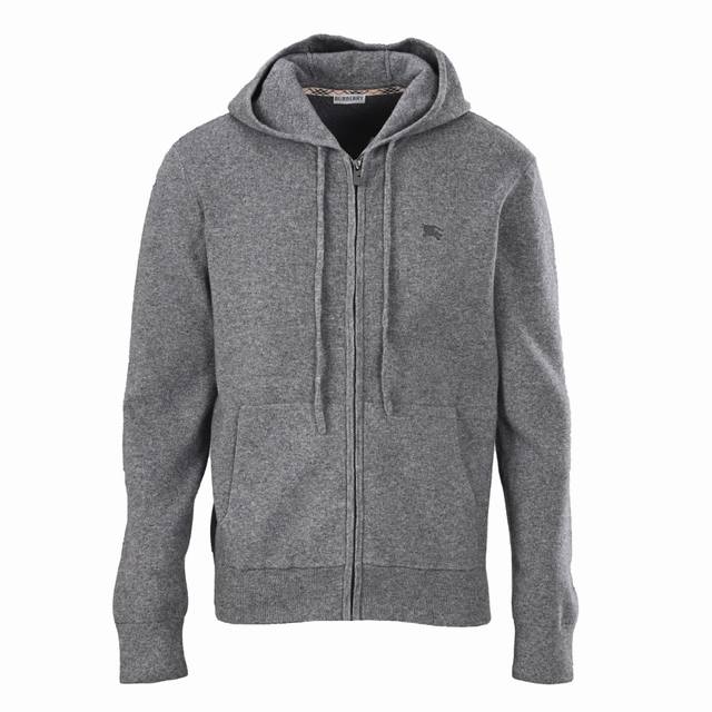 Burberry巴宝莉Bbr 战马绣拉链针织连帽外套 以羊绒为主体主导面料的手感、保暖性和轻盈感，同时提供无与伦比的穿着体验。少量聚酰胺和弹性纤维的喂入增强整体