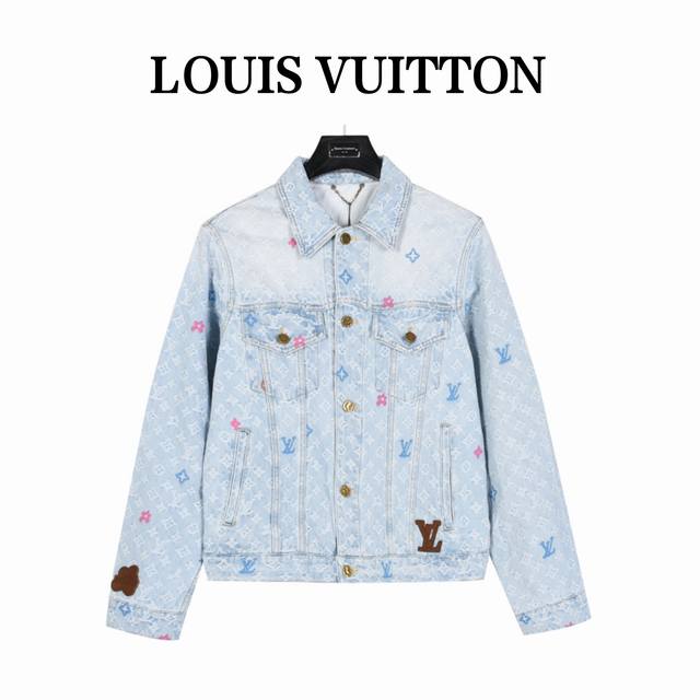 Louisvuitton 路易威登 Lv X Tyler联名 Ss 联名款糖果绣花牛仔外套 定制Yb斜纹全棉提花牛仔材质 质感十足 水洗做旧复古浅灰蓝 整体饰以