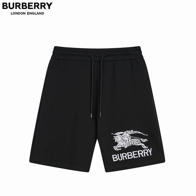 Burberry 巴宝莉 25Ss 战马刺绣短裤 100%棉 360克 毛巾底卫衣面料，百分百复刻。战马标，采用原版混合工艺，腰内抽绳设计，细节精致 还原高全套